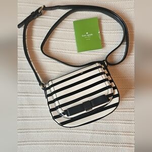Kate Spade Chelsea Park Black and White Striped Crossbody Bag